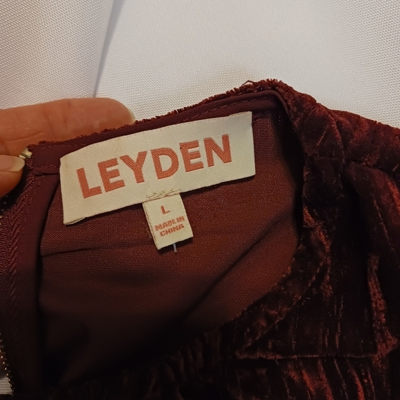 Size Large Leyden Velvet Puff Sleeves Women's Blouse Velvet Dark Burgundy Fall - Picture 4 of 9